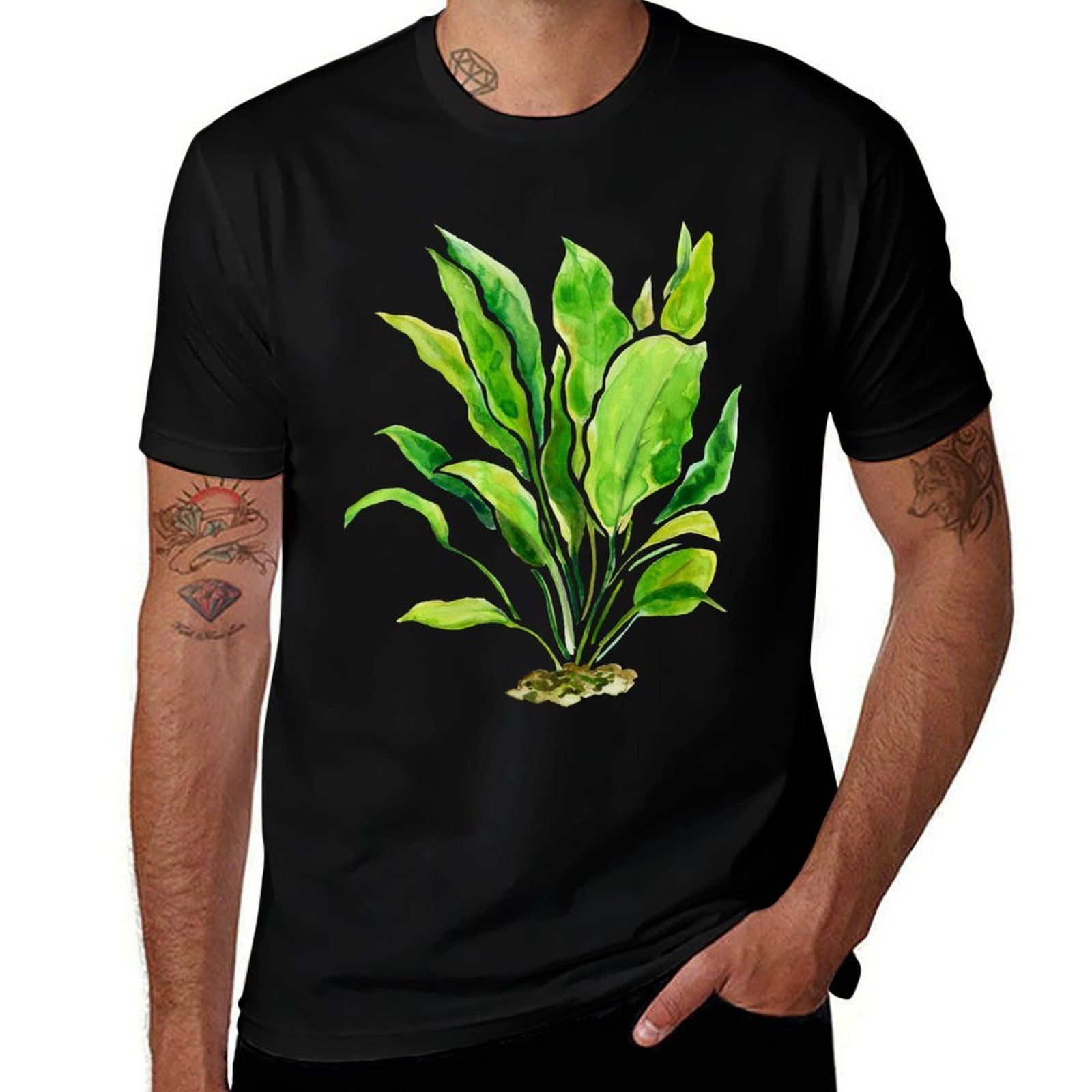 Planted Aquarium Basics - アクアリウムプラントシリーズ アマゾンソード Tシャツ 日常着 ベーシック半袖トップス