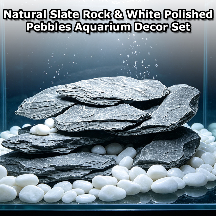 400g水槽装飾セット、積み重ね可能なスレートロックと白い磨 - Aquarium Sand White のレビューと価格