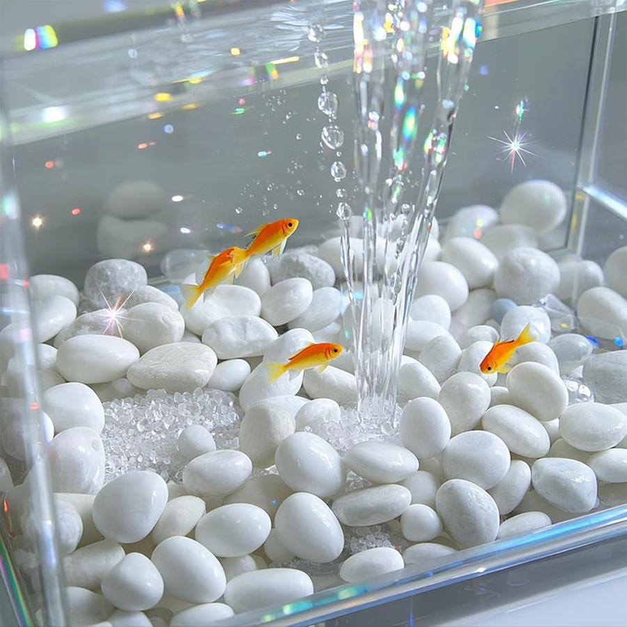 400g水槽装飾セット、積み重ね可能なスレートロックと白い磨 - Aquarium Sand White のレビューと価格