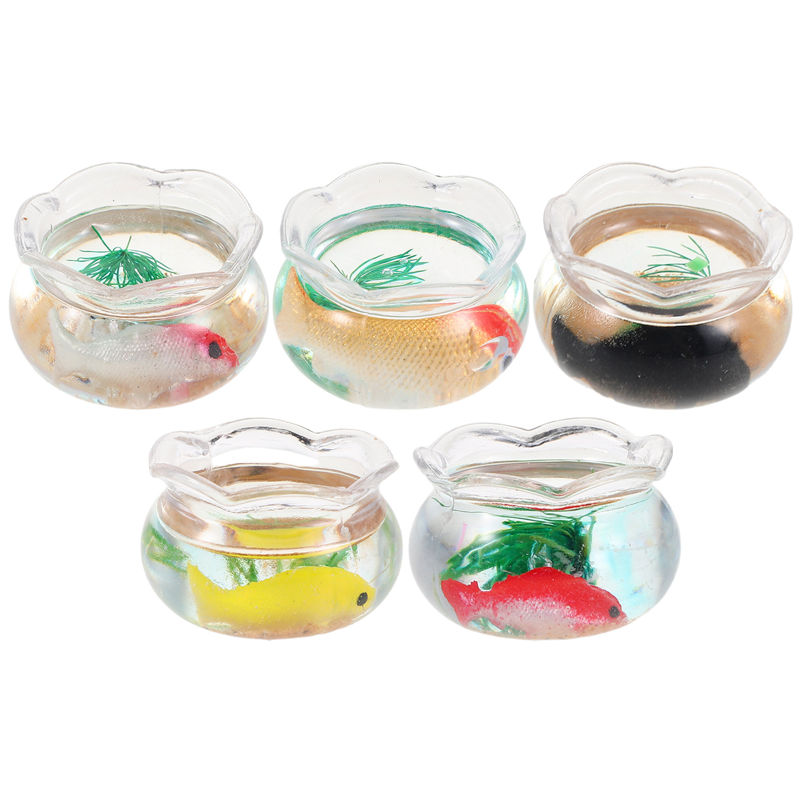 5個入りミニチュア金魚鉢、小型丸型金魚水槽、リアルな水草、ミ - Aquarium Planted Fish のレビューと価格